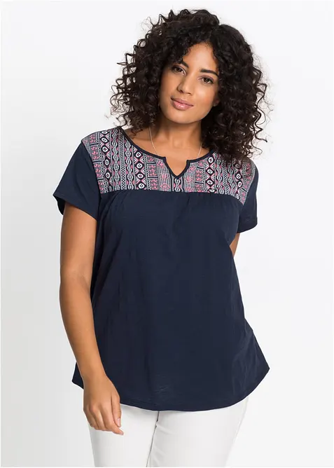 T-shirt coton forme trap&egrave;ze imprim&eacute;, manches courtes, bonprix
