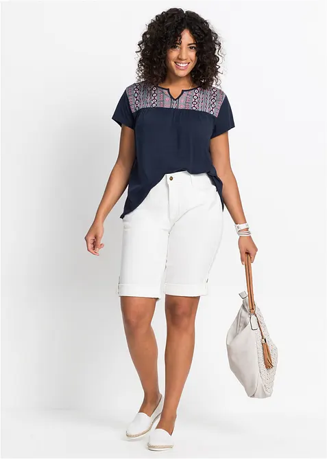 T-shirt coton forme trap&egrave;ze imprim&eacute;, manches courtes, bonprix