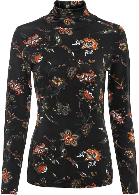 T-shirt manches longues à col roulé, bonprix