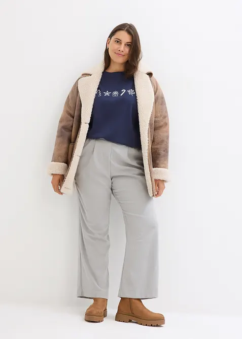 T-shirt manches longues oversize &agrave; motifs de No&euml;l brod&eacute;s, bonprix