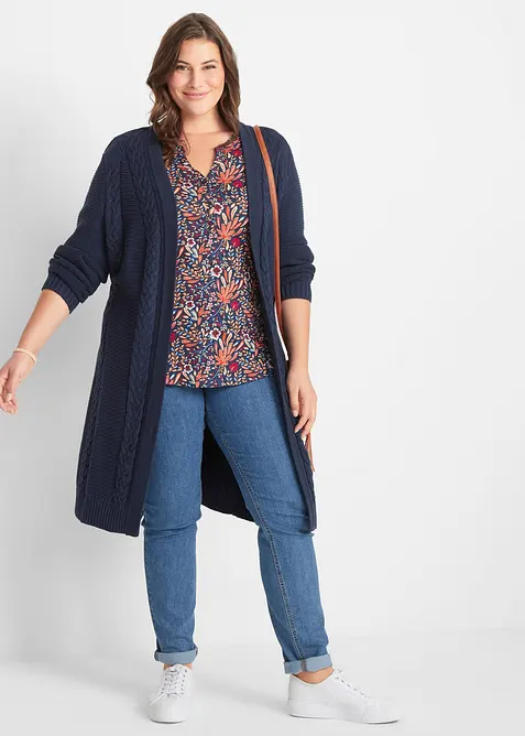 Tunique en jersey imprimée, manches longues, bonprix