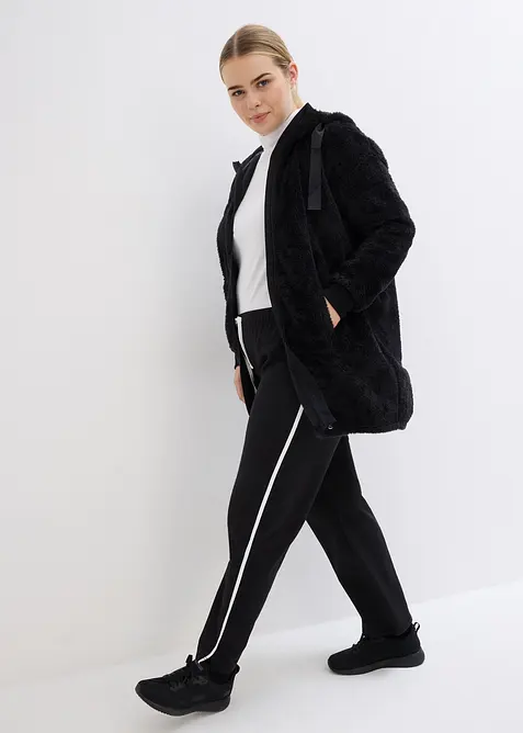 Veste longue en polaire moelleuse à capuche, bonprix