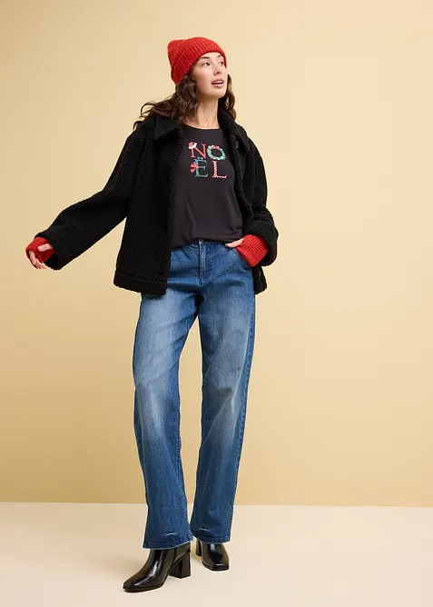 Jean large, taille haute et élastiquée, bonprix