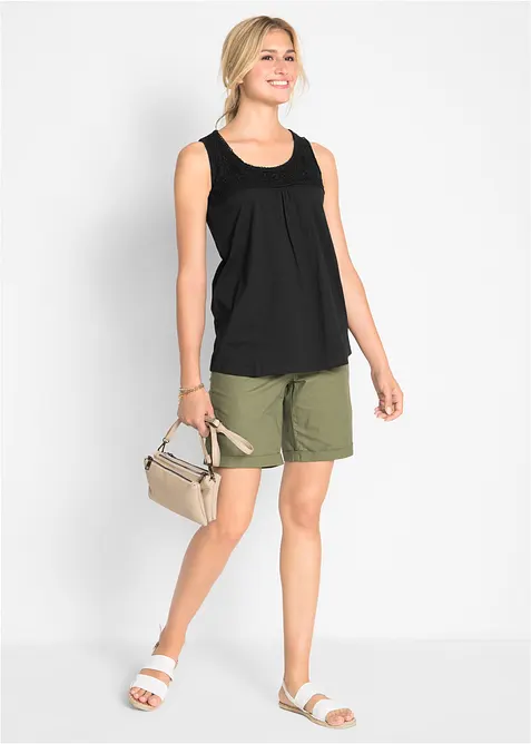 Top coton à dentelle, bonprix