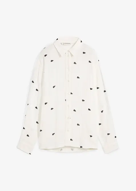Chemisier en gaze de coton à motif cœurs, bonprix