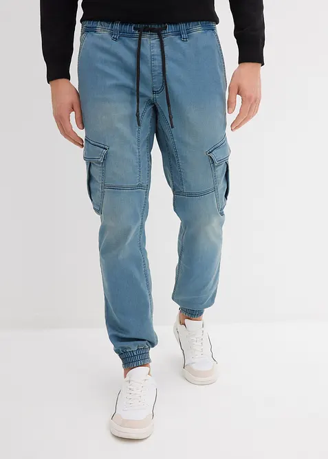 Jean jogger droit avec poches cargo, Regular, bonprix