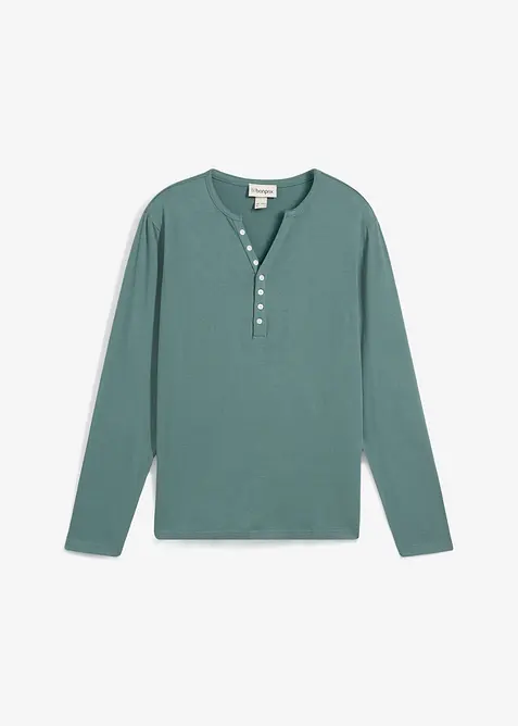 T-shirt manches longues col tunisien 100% coton, slim, bonprix