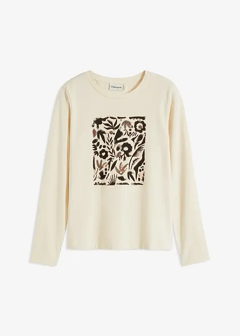 T-shirt manches longues en coton extensible, bonprix