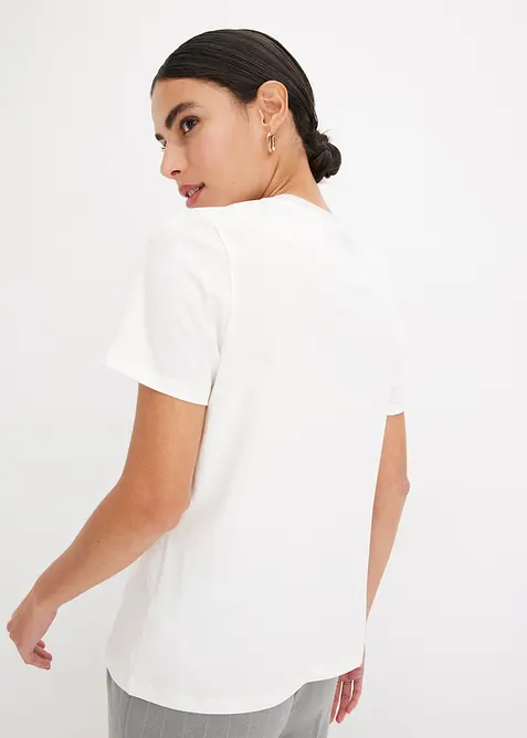 T-shirt &agrave; finitions en maille et fil brillant, bonprix