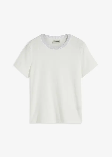 T-shirt &agrave; finitions en maille et fil brillant, bonprix