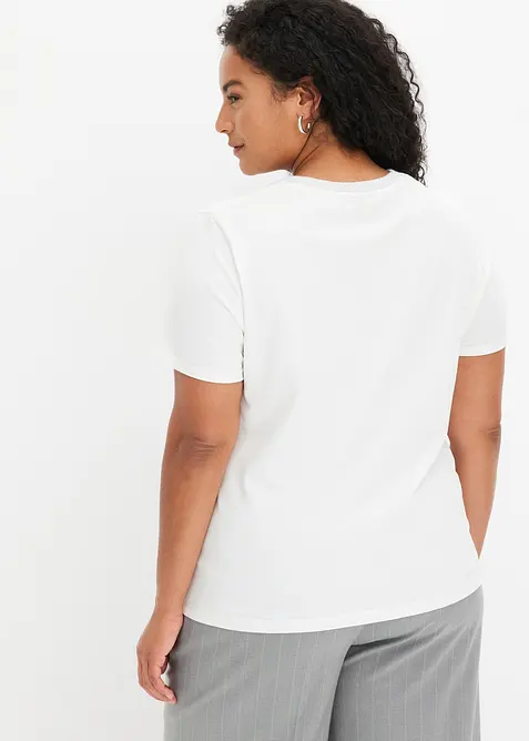 T-shirt &agrave; finitions en maille et fil brillant, bonprix