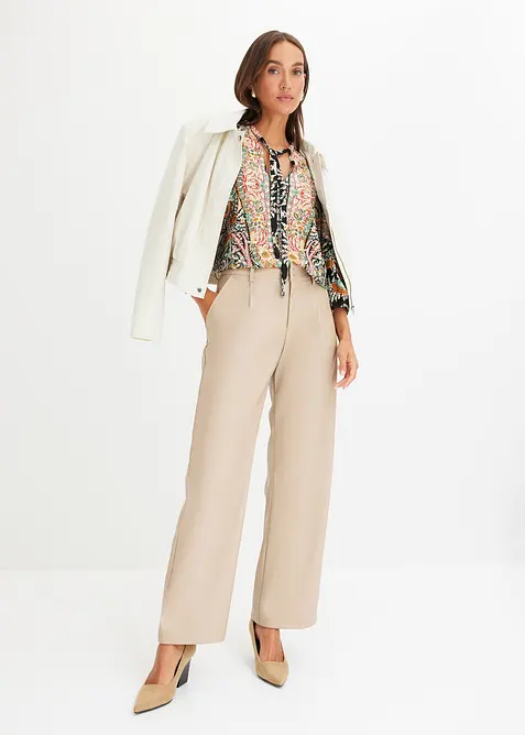 Blouse imprimée en satin fluide, bonprix