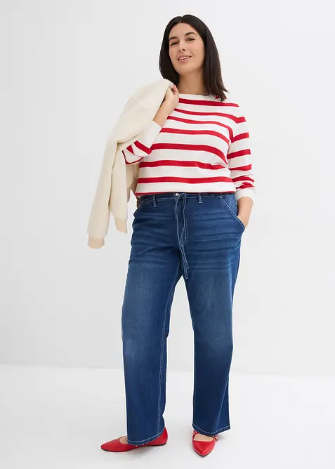 Jean droit taille haute &eacute;lastiqu&eacute;e, loose, bonprix