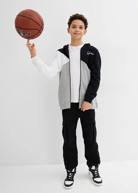 Sweat zipp&eacute; &agrave; capuche 100% coton Loose, bonprix