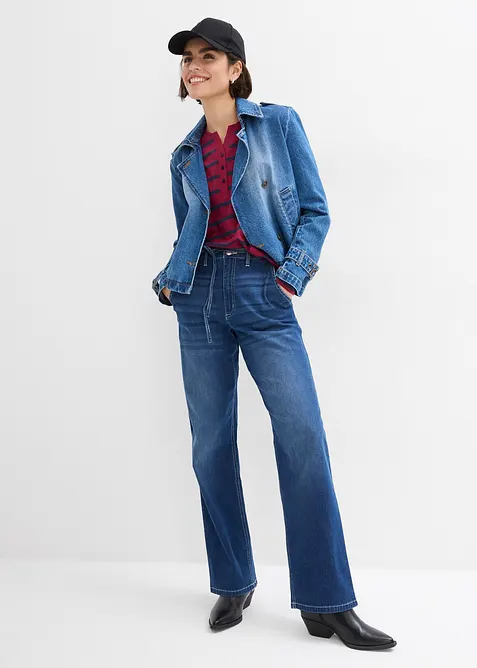 Jean droit taille haute &eacute;lastiqu&eacute;e, loose, bonprix