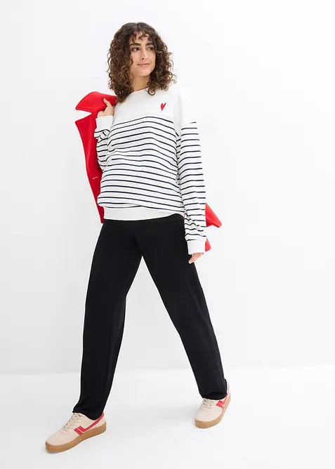 Pantalon de grossesse en jersey, ceinture smock&eacute;e, coupe droite, bonprix