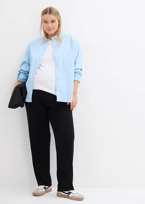 Pantalon de grossesse en jersey, ceinture smock&eacute;e, coupe droite, bonprix