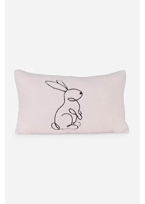 Coussin d&eacute;co ultra-doux avec broderie lapin moderne, bonprix