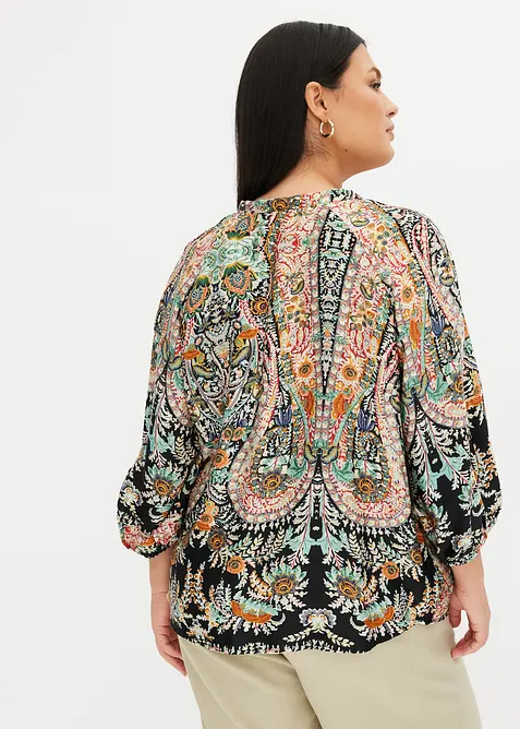 Blouse imprimée en satin fluide, bonprix