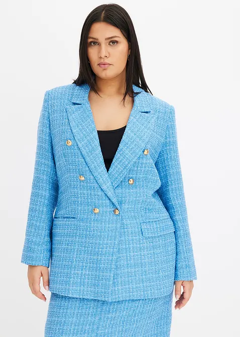 Blazer en maille bouclette à boutonnage double, bonprix