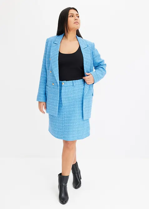 Blazer en maille bouclette à boutonnage double, bonprix