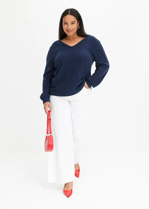 T-shirt polaire douillet revêtu de perles, bonprix