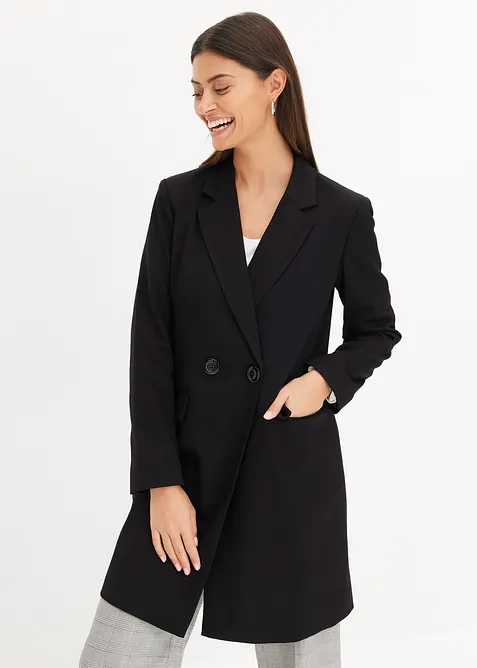 Blazer long &agrave; col V, manches longues, bonprix