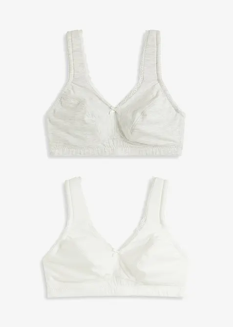 Lot de 2 soutiens-gorge coton minimiseurs sans armatures, bonprix