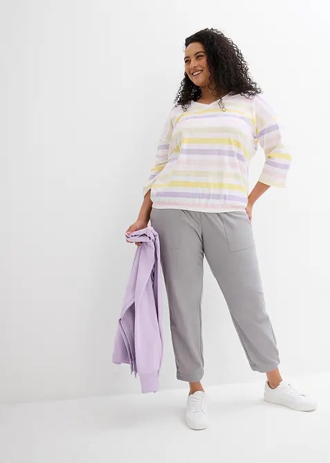 T-shirt en coton flammé, manches 3/4, bonprix