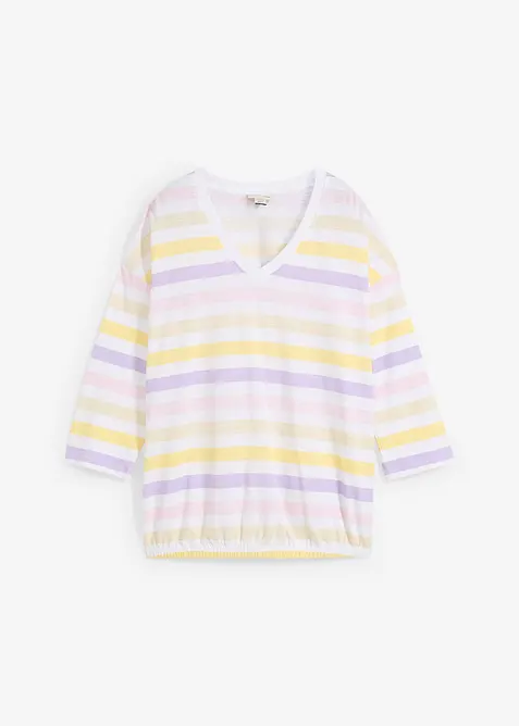 T-shirt en coton flammé, manches 3/4, bonprix