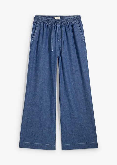 Jean Wide Leg, taille normale et &eacute;lastiqu&eacute;e, bonprix