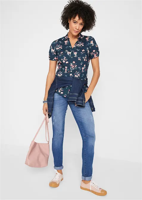 Chemisier imprim&eacute;, manches courtes, bonprix