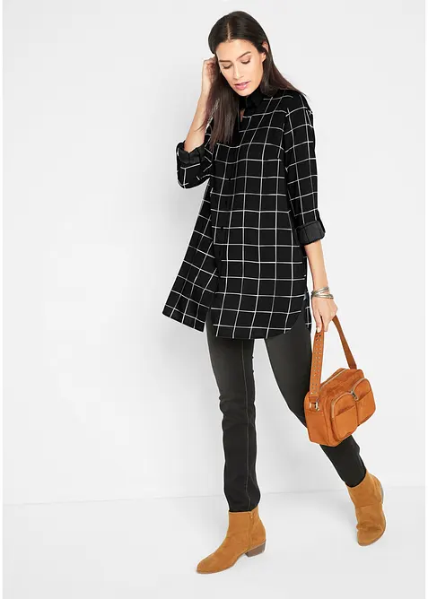Chemisier long à carreaux, avec poches, bonprix