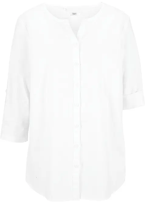 Chemisier en lin mélangé, manches 3/4, bonprix