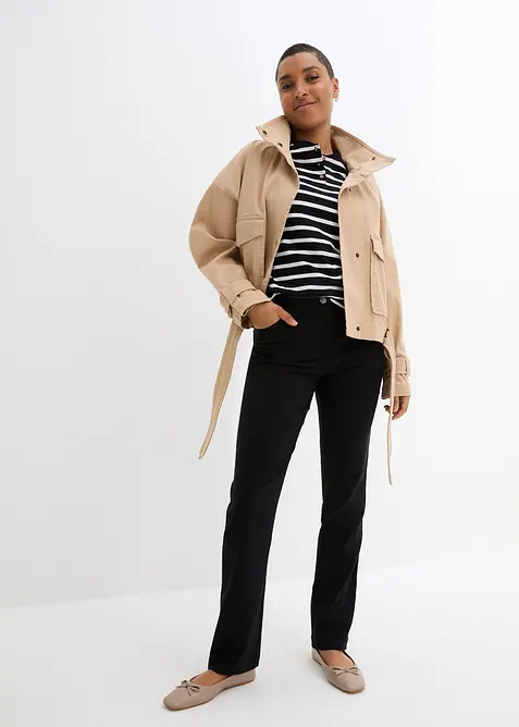 Pantalon droit extensible en bengaline, taille élastiquée, bonprix