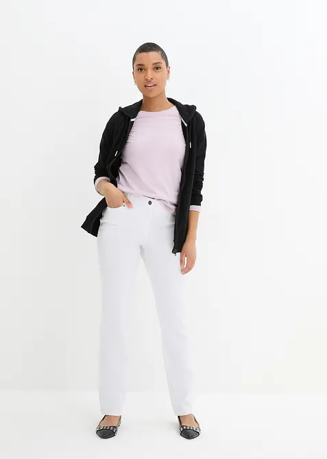 Pantalon droit extensible en bengaline, taille &eacute;lastiqu&eacute;e, bonprix