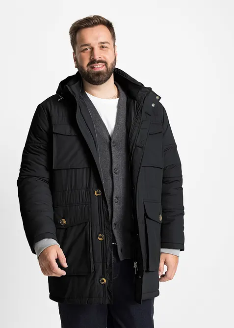 Parka matelassée et rembourrée avec poches plaquées et capuche amovible, bonprix