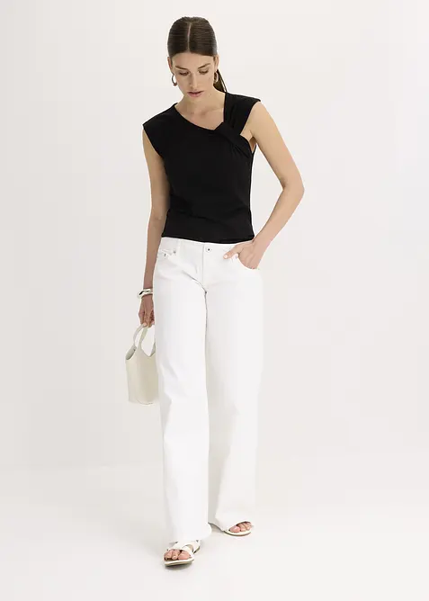 T-shirt en coton extensible avec détail twisté, bonprix