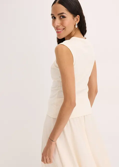 T-shirt en coton extensible avec détail twisté, bonprix