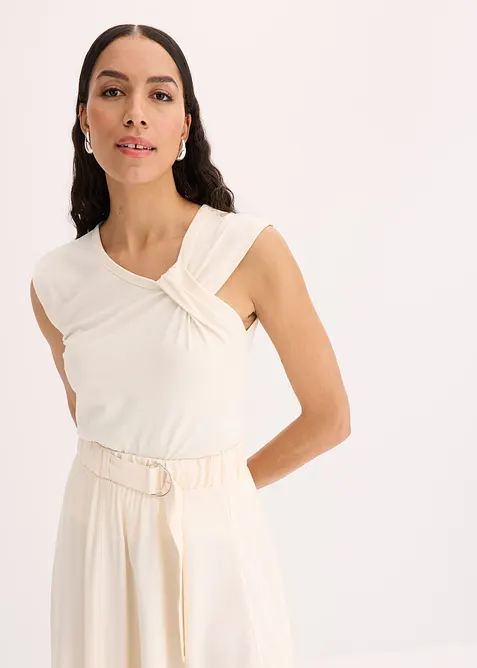 T-shirt en coton extensible avec détail twisté, bonprix