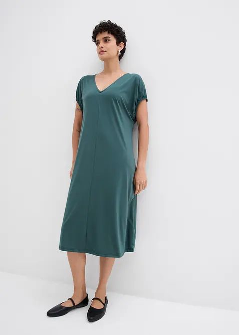 Robe en jersey, col V, viscose mélangée, bonprix
