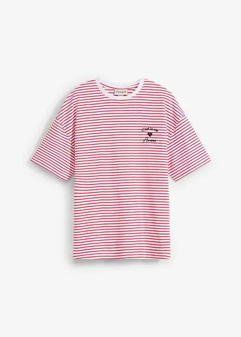 T-shirt rayé avec broderie, bonprix