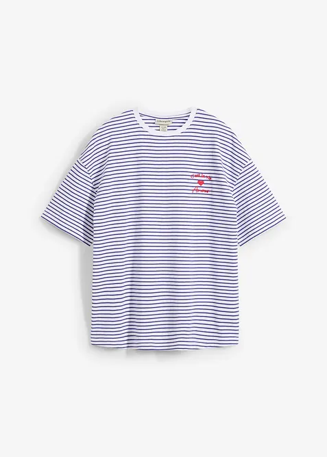 T-shirt rayé avec broderie, bonprix