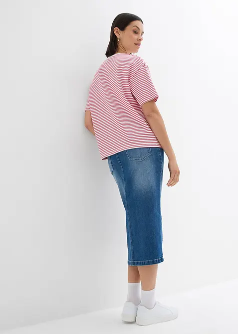 T-shirt rayé avec broderie, bonprix