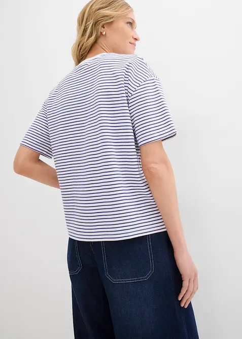 T-shirt rayé avec broderie, bonprix