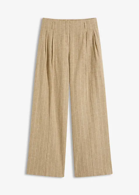 Pantalon à pinces en lin majoritaire, bonprix