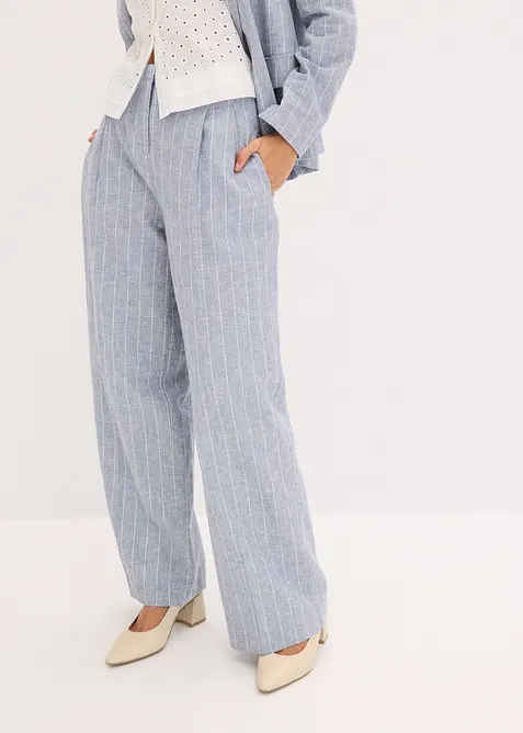 Pantalon à pinces en lin majoritaire, bonprix