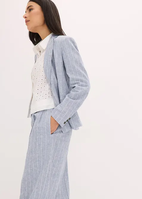 Pantalon à pinces en lin majoritaire, bonprix