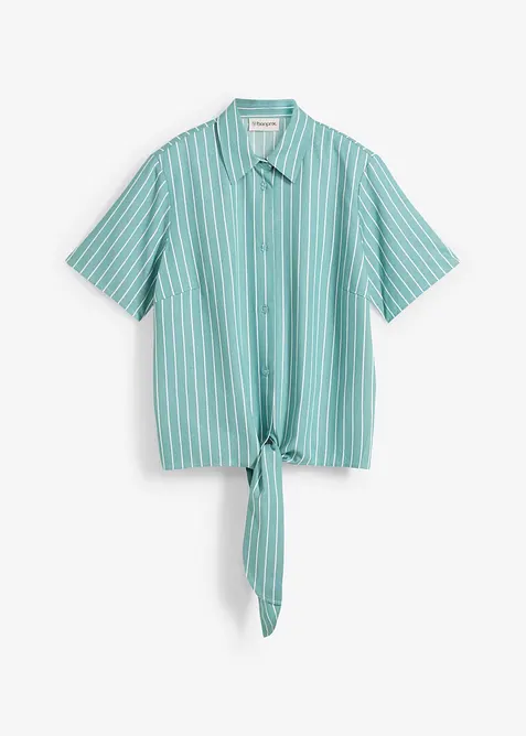 Chemisier manches courtes rayé à détail noué, bonprix