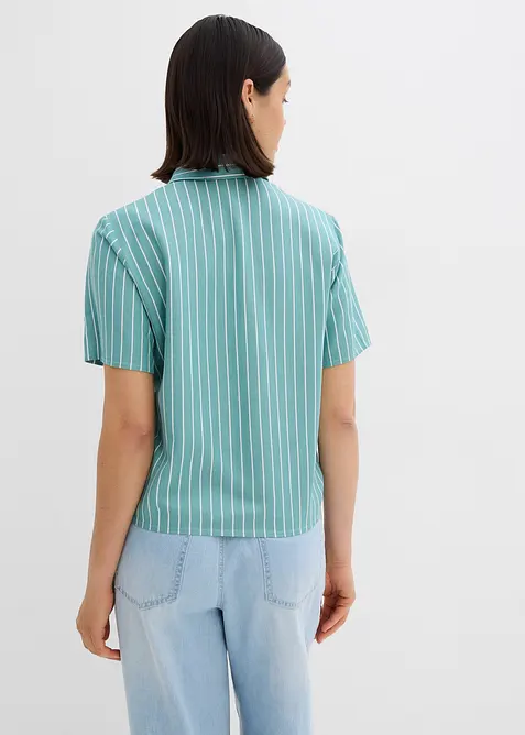 Chemisier manches courtes rayé à détail noué, bonprix